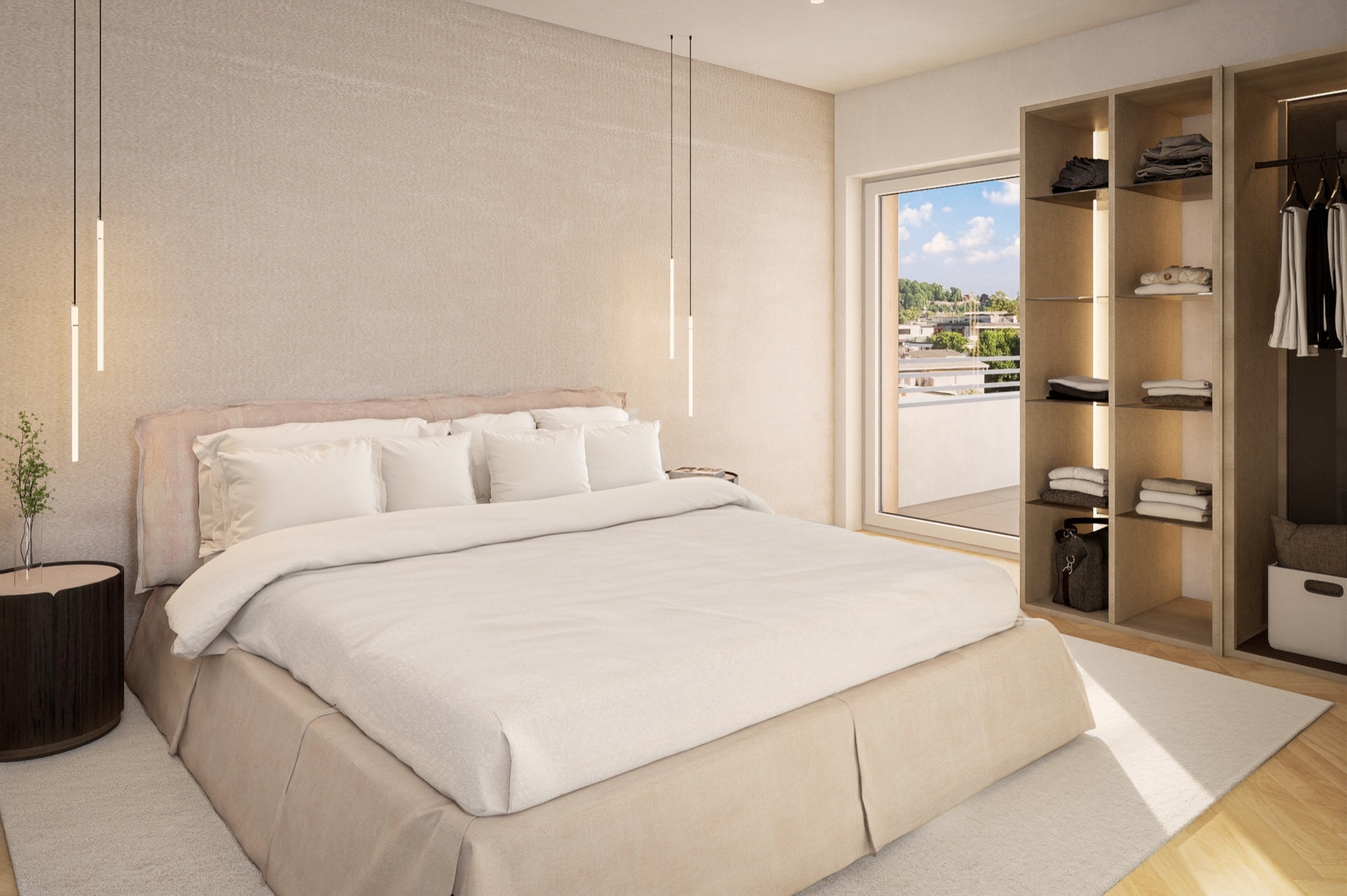 Schlafzimmer mit begehbarem Kleiderschrank
